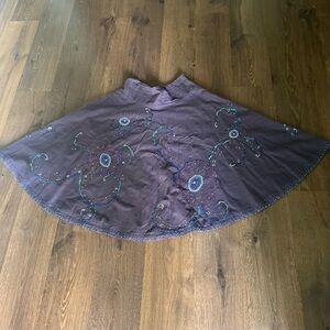 Vintage brown beaded sequin floral embroidered fairycore skirt